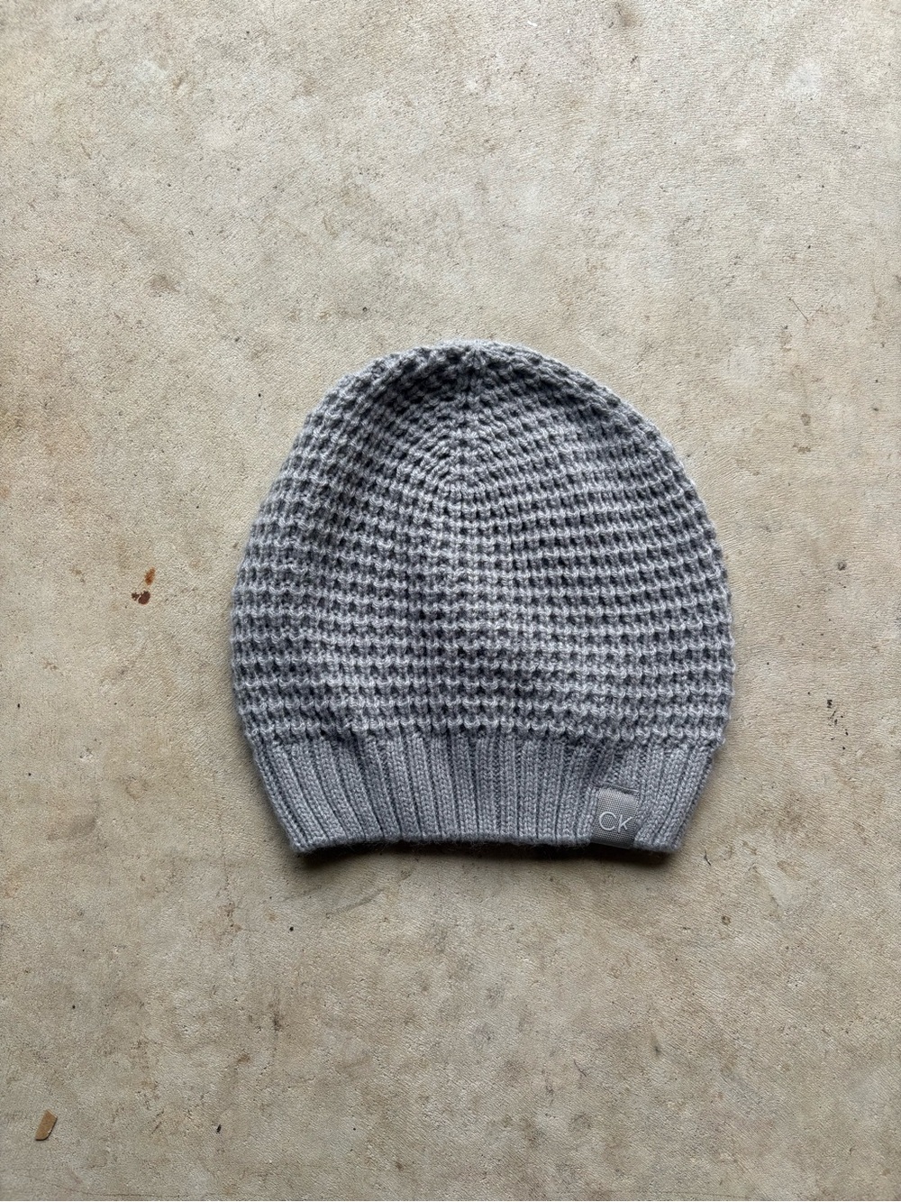 Calvin Klein Light Gray Waffle Knit Beanie